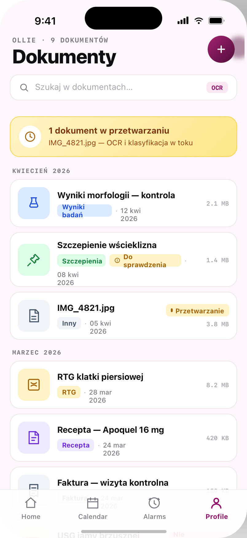 Ein Dokument wird in der App gescannt